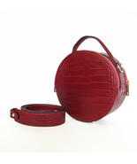 Round Wine Leather Handbag Made In Italy Cross Body - $59.99