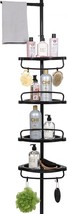 4-Tier Corner Shower Caddy Organizer for Bathroom  Black 43&quot;-122&quot; W 4 Sh... - $36.10