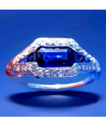 Original EARTH MINED SAPPHIRE DIAMOND ART Deco SOLID PLATINUM Engagement... - $12,155.25