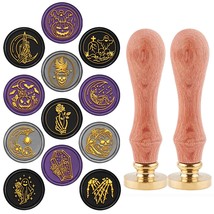 Halloween Wax Seal Stamp Set 12Pcs Sealing Wax Stamps 25Mm Retro Removable Brass - £55.53 GBP