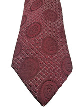 Vtg 70s Oleg Cassini Tie NEW Designer Burgundy Wine Red Textured Crest Logo - £59.79 GBP