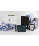 MCM Klara Logo Embossed Deep Teal Leather Zip Card Case Mini Wallet NWT ... - $272.25