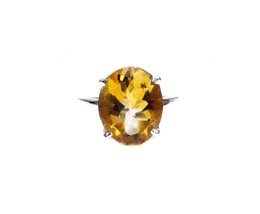 Natural Citrine Statement Ring 10x12 mm Oval citrine Cocktail ring November ring - £52.11 GBP