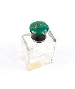 Art Nouveau English Sterling Enamel Top with Butterflies Crystal Perfume... - $194.99