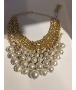 Natasha Faux Pearls Large Statement Necklace Gold Chunky new - £117.36 GBP