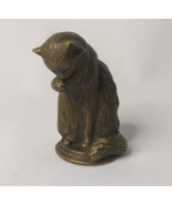 Vtg 1986 TFM Heavy Brass Grooming Cat Figure By Franklin mint - $37.07 CAD