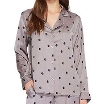 DKNY Womens Satin Long Sleeve Top Size S Color Gray Dot - £28.10 GBP
