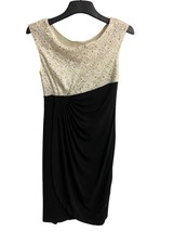 Connected Apparel Dress Women Sequined Faux Wrap Sexy Black White S - £14.89 GBP