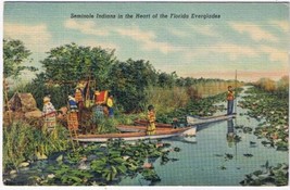 Florida Postcard Seminole Indians In The Heart Of The Everglades - £1.70 GBP