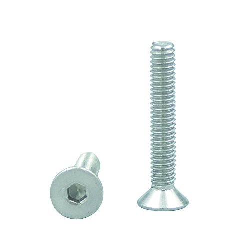 Bluemoona 50 Pcs - Flat Head Metric Thread 304 M4 Stainless Steel Hex Socket Dri
