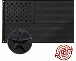 3x5FT Embroidered All Black American Flag US Black Flag Decor Blackout U... - £17.99 GBP