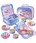 27Pcs Kids Tea Party Set For Little Girls Unicorn Gift Pretend Toy Tin T... - £31.92 GBP