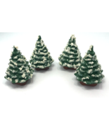 VTG 4 Small Studio Ceramic Christmas Trees Green With White Tip Branches... - £19.25 GBP