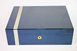 Blue  Carbon Fiber Humidor with Lock &amp; Key Showroom Model 18&quot; L x 16&quot; W ... - $375.00