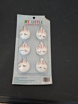 NIB 6 Mini Christmas Ornaments Unicorn Face My Little Ornaments - £5.53 GBP