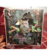 Haunted Forest Owl Spider Mixed Media Ceramic Tile Gift Handmade Wall De... - $439.85 MXN
