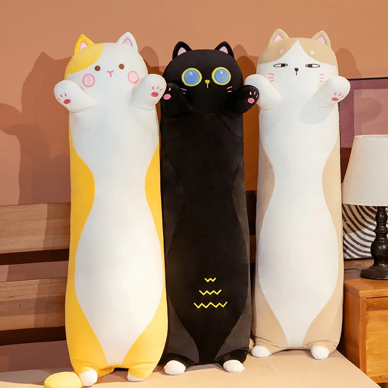 90cm Cute Soft Long Cat Plush Toys Stuffed Pause Office Nap Pillow Bed Sleep - £21.25 GBP+