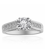 2.07 Carat G-SI2 Round Diamond Antique Style Engagement Ring 18K White Gold - £5,411.12 GBP