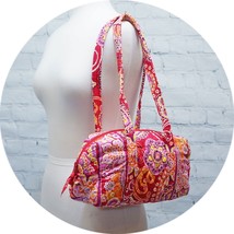 ❤️ VERA BRADLEY Raspberry Fizz 100 Handbag Floral Pink Orange - $11.99