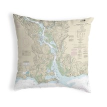 Betsy Drake Connecticut River, CT Nautical Map Noncorded Indoor Outdoor Pillow - £43.51 GBP