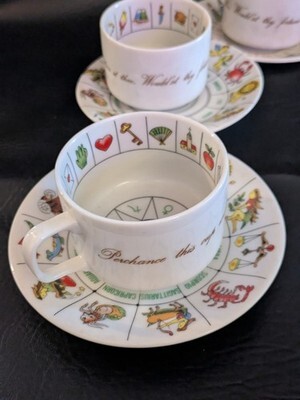 Lot De 6 Trèfle Cœur Horoscope Thé Reading Fortune Teller Tasse Saucer Item image 5