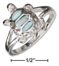 Sterling Silver Larimar Turtle Ring - £96.43 GBP