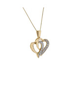 0.30 Carat Round Cut Diamond Double Heart Pendant on Box Link Chain 10K ... - £139.36 GBP