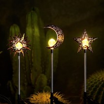 Solar Lights Outdoor Garden Decorations Sun Moon - £31.85 GBP