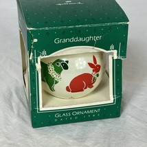 Hallmark Glass Ball Ornament Granddaughter 1985 Rabbit Cat Lamb Duck Animal Used - £7.91 GBP