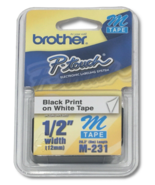 Brother M231 P-touch Label Tape 1/2&quot; Black on White 31 Count - $8.02 CAD