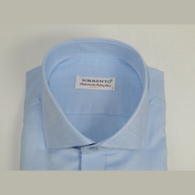 Men 100% Italian Cotton Shirt Non Iron SORRENTO Turkey Spread Collar 4883 Blue image 2