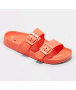 Women's Coral Red Size 6 Neida EVA 2 Band Footbed Slide Sandals Shade & Shore - $10.99