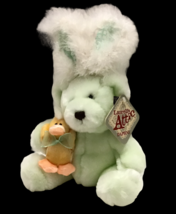 Plush Bear Daphne Bunny Rabbit Ears Laurells Attic Mint Green Holding Duck New - £22.96 GBP
