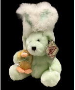 Plush Bear Daphne Bunny Rabbit Ears Laurells Attic Mint Green Holding Du... - £22.55 GBP