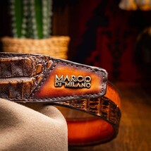Marco Di Milano Caiman & Calfskin Western Belt Signature Texas Aged Brown image 6