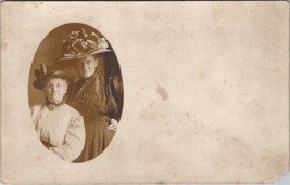 RPPC Sweet Old VIctorian Ladies Large Hats Oval Masked Photo Postcard X6 - £6.22 GBP