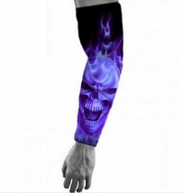 Baseball Football Sports No Slip Compression Arm Sleeve Purple Skull Flames - £7.17 GBP