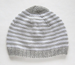 eco cotton handmade light gray cotton beanie with white stripes, anti-it... - £17.61 GBP+
