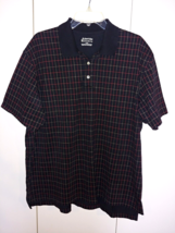 ST. JOHN&#39;S BAY MEN&#39;S SS BLACK PLAID POLO SHIRT-2XL-WORN ONCE-PIMA COTTON - £10.46 GBP