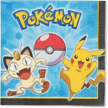 Pokemon Pikachu and Friends Lunch Napkins Birthday Party Tableware 16 Count - £4.26 GBP