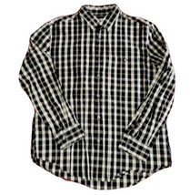 Perry Ellis Men Large Shirt Plaid Black Gray Button Down Long Sleeve 100... - £10.00 GBP