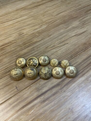 Vintage Lot of 10 Asian China Japan Gold Tone Military Pins Badges KG JD - $19.80