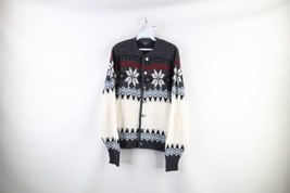 Vtg 60s Streetwear Womens 46 Fair Isle Nordic Knit Button Cardigan Sweater USA - £70.03 GBP