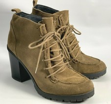 Sam Edelman Circus Women 9.5 M Brown Suede 3&quot; Heels Booties Lace Up Ankle Boots - £21.75 GBP