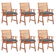  Outdoor Chair Set of 6 Brown, Grey Solid Acacia wood, Polyester - $12,762.72 MXN