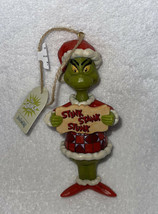 2021 Jim Shore Grinch Christmas Ornament Holding Sign STINK STANK STUNK 5” New - £27.96 GBP
