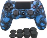 Silicone Skulls Blue Grip + (8) Multi Thumb Caps For PS4 Controller - $8.99