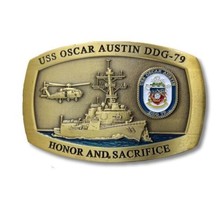 Uss Oscar Austin DDG-79 3&quot; Belt Buckle - £39.30 GBP