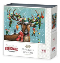 Christmas in the Antlers 00566 Reindeer Elf Dowdle Boardwalk Puzzle 500 pc - $24.74
