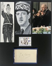 Charles de Gaulle (d. 1970) Signed Autographed Vintage Card Signed 8.5x11 Displa - £471.96 GBP